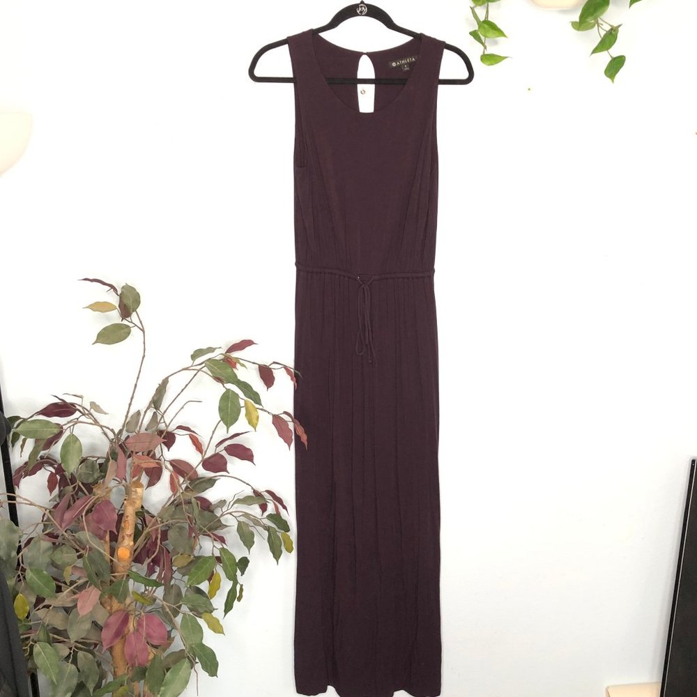 Athleta Keyhole Maxi Dress Purple Small Side Slit Sleeveless - Picture 1 of 8